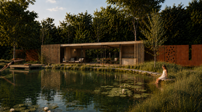 architect poolhouse  zwemvijver