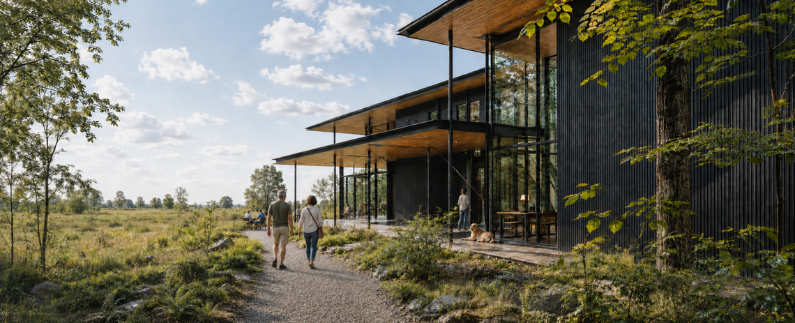 bezoekerscentrum met horeca ontworpen door architect