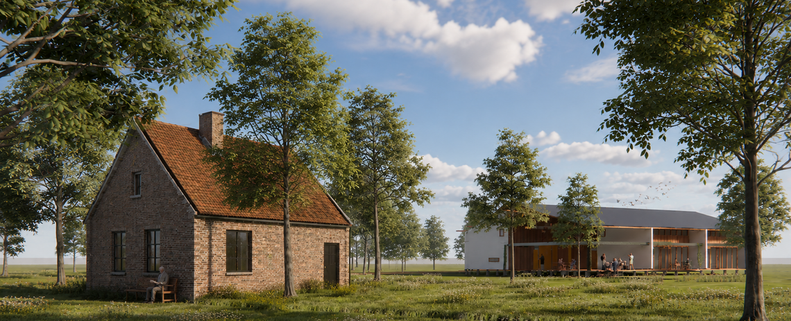 Erfdelen Hoenderloo met woningen rondom een gedeeld erf voor starters en senioren