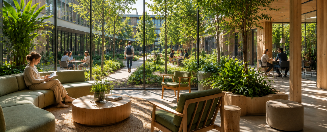 Architectenbureau reviews van mensen in een groene ruimte