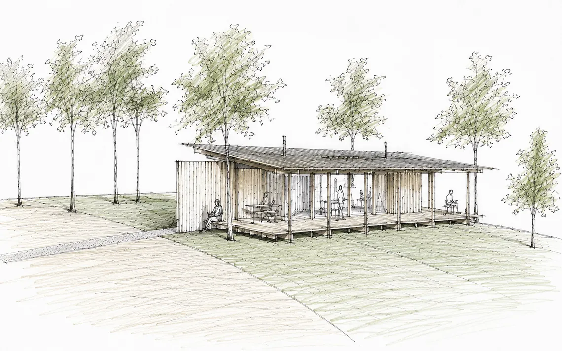 schets vakantiewoning van hand architect
